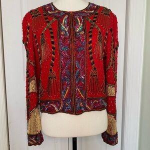 80s Glamorous Beaded Sequin Glitzy Jacket